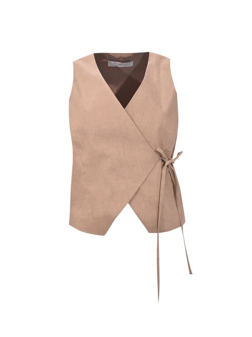 Gilet a portafoglio in lino stretch D. Exterior | 627416MOCH